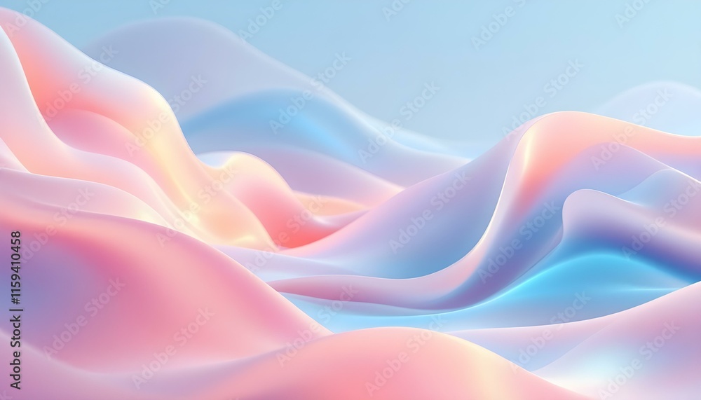 Obraz premium A playful abstract background featuring a mix of pink blue and orange colors with flowing shapes and soft gradients. A vibrant, abstract composition featuring flowing colors of pink, blue, and orange