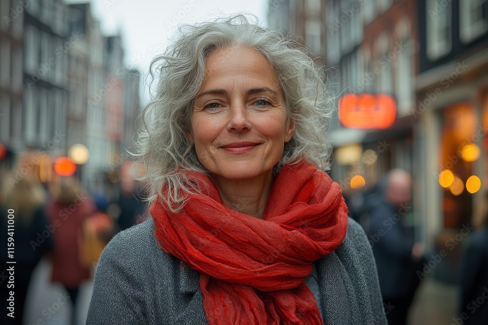 A stunning woman laughing joyfully on a city street. A stunning woman laughing joyfully on a city street.
