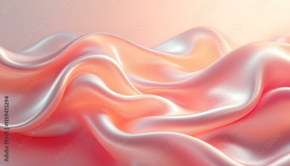 Obraz premium A vibrant abstract background with fluid, wavy lines in orange and pink hues. Ideal for dynamic and energetic designs. A vibrant blend of gradient waves and smooth curves in pink and blue hues.