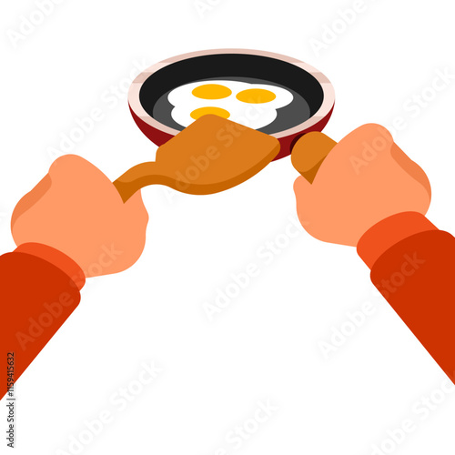 pan with fried eggs