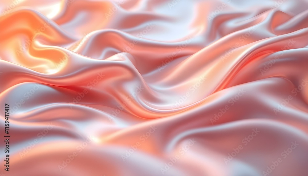 Obraz premium A vibrant abstract background with fluid, wavy lines in orange and pink hues. Ideal for dynamic and energetic designs. A vibrant blend of gradient waves and smooth curves in pink and blue hues.