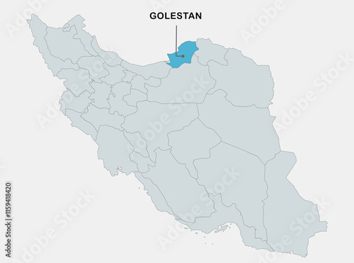 Highlighted Map of Golestan Province in Iran Showing Regional Location photo