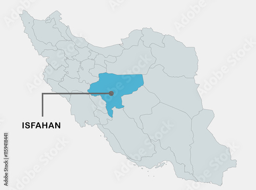 Highlighted Map of Isfahan Province in Iran Showing Regional Location photo