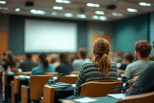 People listening to presentation in lecture hall