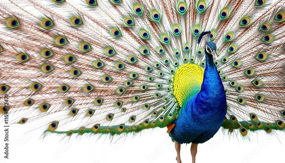 Obraz premium Majestic Peacock - Vibrant Plumage Display in a Pristine Setting