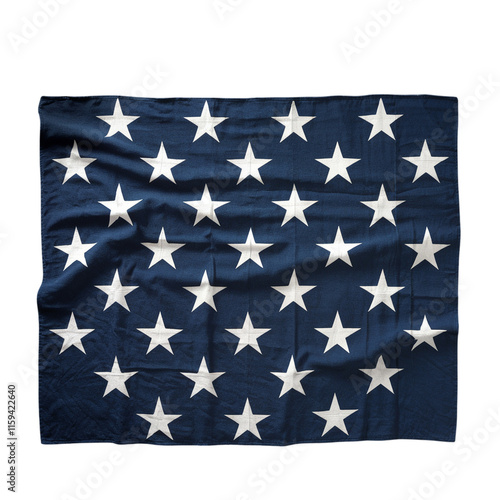 white stars on blue napkin isolated on transparent background, png