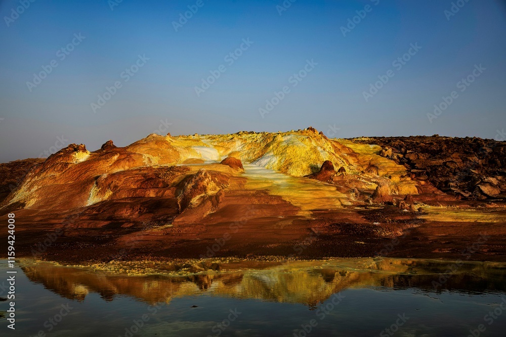 Volcanic activity and Sulphur lake at Dallol in the Ethiopia Danakil depression
