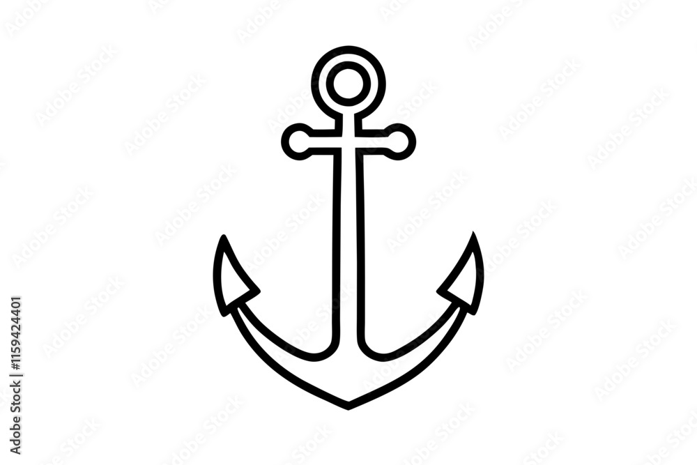 Anchor Line Icon Vector, Nautical Symbol Line Art Design for Web & Print Anchor Line Icon Vector, Nautical Symbol Line Art Design for Web & Print