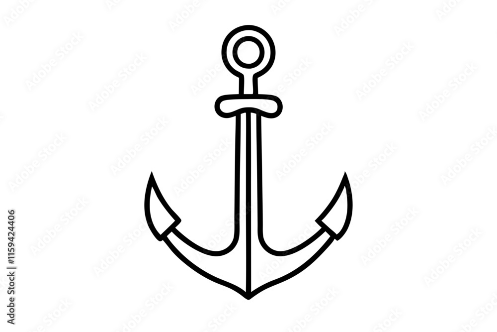 Anchor Line Icon Vector, Nautical Symbol Line Art Design for Web & Print Anchor Line Icon Vector, Nautical Symbol Line Art Design for Web & Print