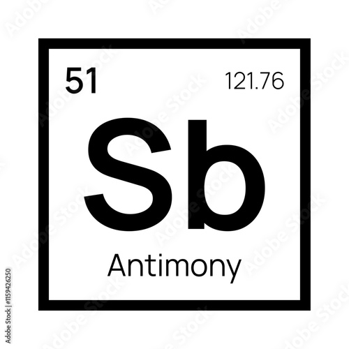 Antimony chemical element of the periodic table. Vector isolated symbol Sb