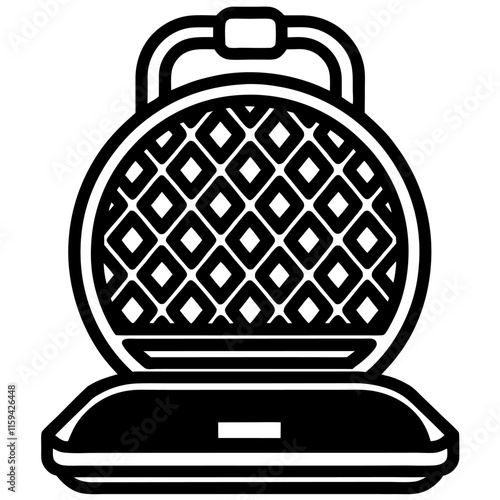 Waffle Irons ,Cast iron, electric waffle irons silhouette vector icon illustration on white background.