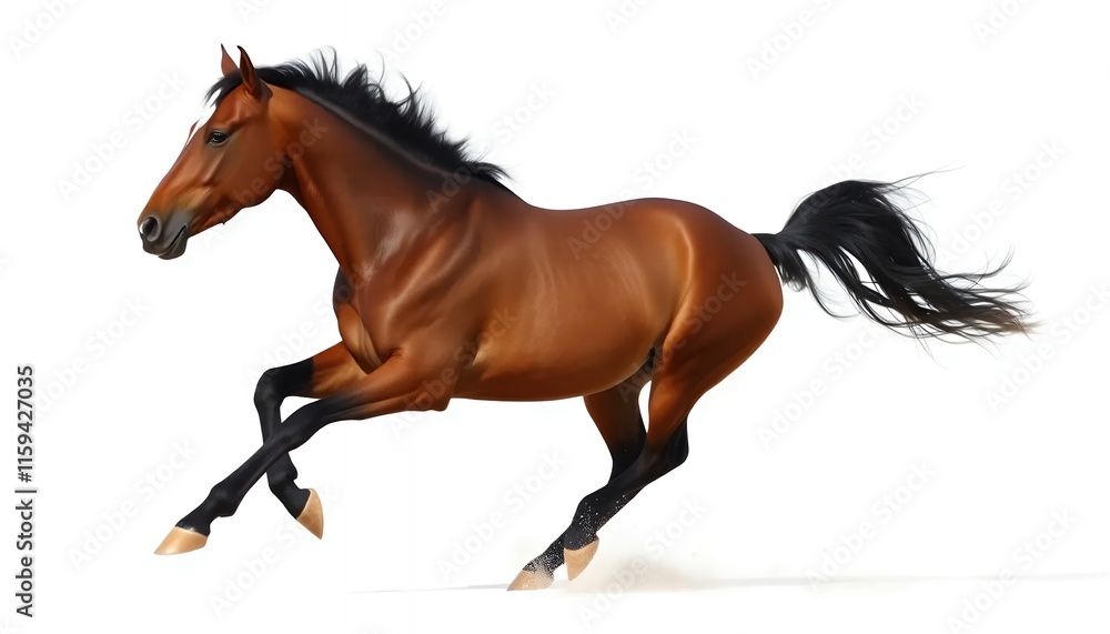 Chestnut Horse in Dynamic Motion - a Vibrant Equestrian Painting Chestnut Horse in Dynamic Motion - a Vibrant Equestrian Painting