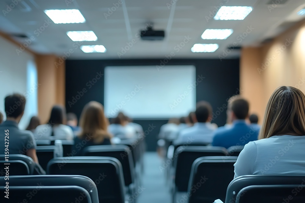 Blurred Classroom Audience in Rows of Seats Blurred Classroom Audience in Rows of Seats
