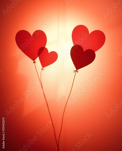 Heart-Shaped Balloons: A Romantic, Silhouetted Image photo