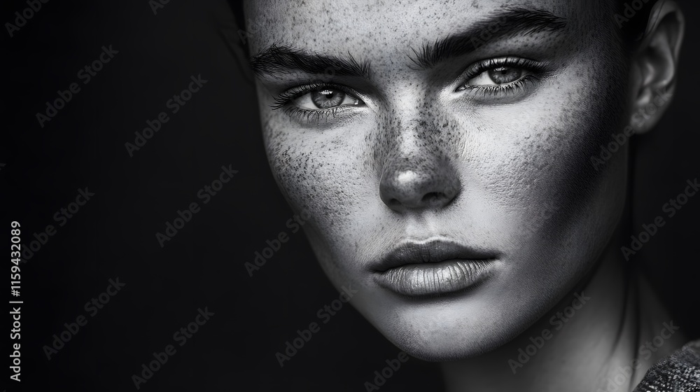 A dramatic black and white portrait of a person A dramatic black and white portrait of a person