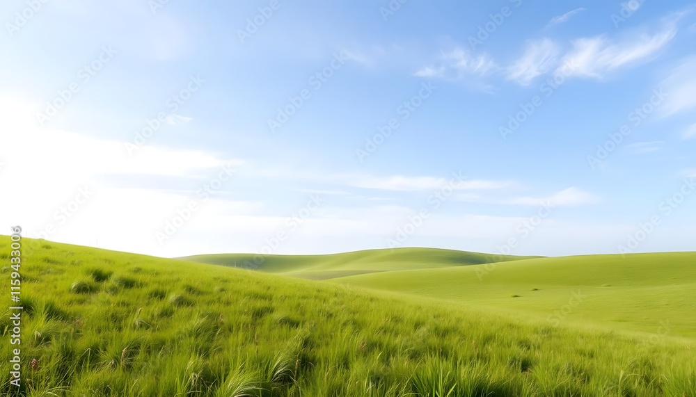 Obraz premium green grassland landscape isolated on white or transparent
