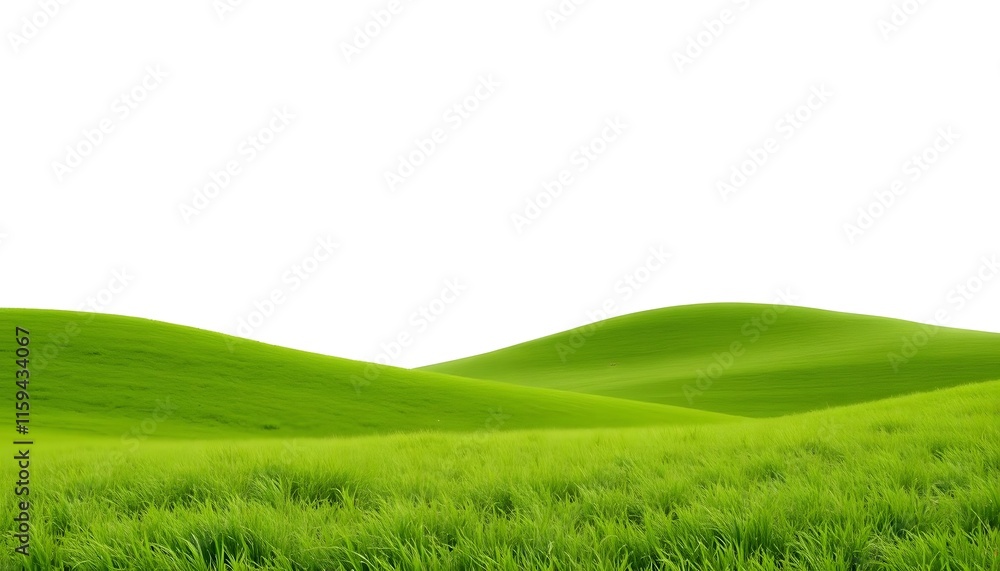 Fototapeta premium green grassland landscape isolated on white or transparent