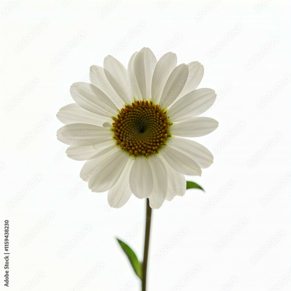 Naklejka premium white daisy flower with yellow center isolated on white background