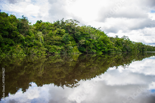 PHOTOS OF THE NANAY RIVER IN THE PERUVIAN AMAZON, BLACK WATER RIVER OR IGAPO IN THE FLOODABLE FORESTS NEAR THE ALLPAHUAYO MISHANA NATIONAL RESERVE photo