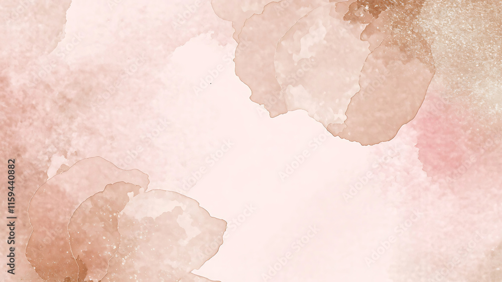 Fototapeta premium Soft Pink and Brown Watercolor Wash Abstract Background Texture