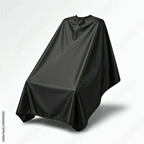 black barber cape mockup isolated on white background