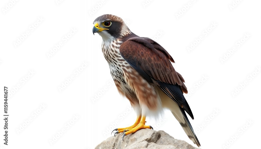Fototapeta premium Majestic Red-footed Falcon - a Striking Profile on Rock