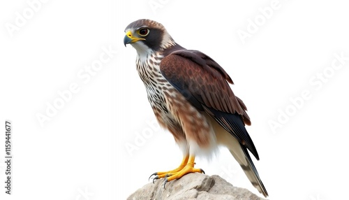 Majestic Red-footed Falcon - a Striking Profile on Rock photo