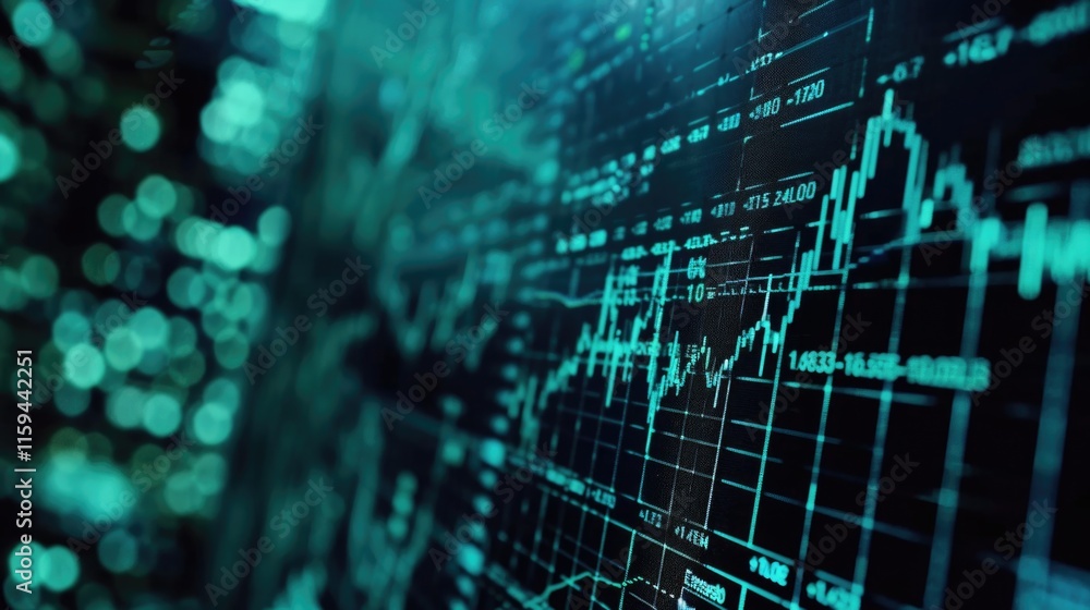 A digital stock market chart with a futuristic and high-tech theme. A digital stock market chart with a futuristic and high-tech theme.