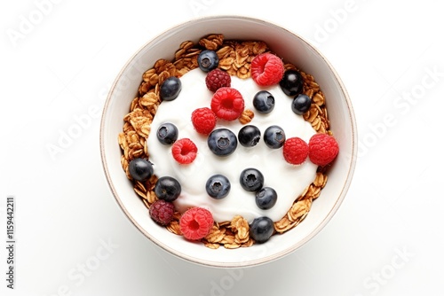 Wallpaper Mural Bowl of cereal with blueberries and raspberries. The bowl is white and the fruit is colorful Torontodigital.ca