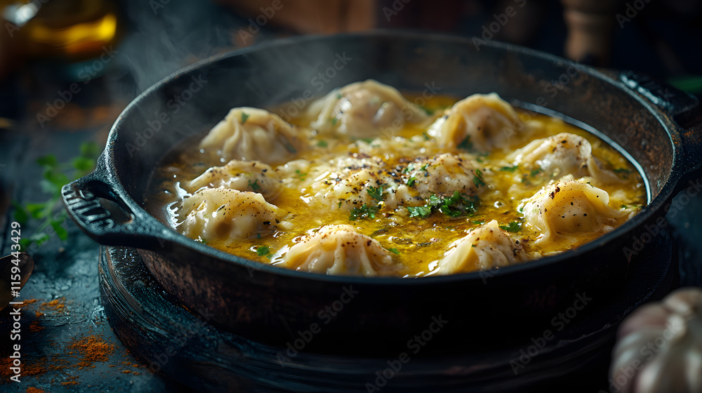 A decadently simmering bowl of dumplings bathed in a luscious, aromatic sauce, every bite promises a symphony of flavors. The juicy dumplings glisten with savory goodness, while the rich sauce gleams
A decadently simmering bowl of dumplings bathed in a luscious, aromatic sauce, every bite promises a symphony of flavors. The juicy dumplings glisten with savory goodness, while the rich sauce gleams