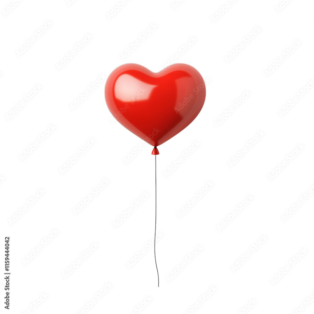 Red Heart-Shaped Balloon. Isolated White Background. PNG format Red Heart-Shaped Balloon. Isolated White Background. PNG format
