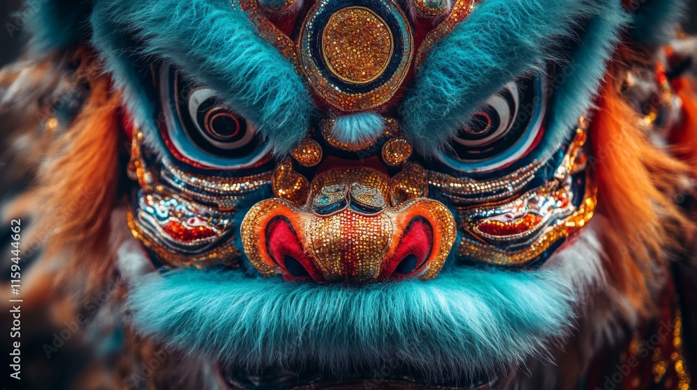 Obraz premium Ornate Lion Dance Mask Detailed Close Up