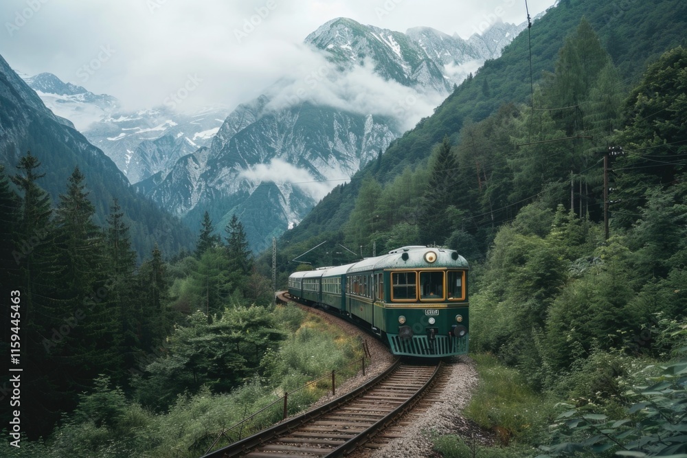 A picturesque train route through a mountainous forest, offering passengers stunning views of nature and serene wilderness. A picturesque train route through a mountainous forest, offering passengers stunning views of nature and serene wilderness.