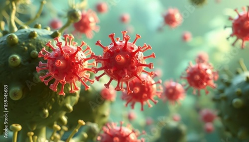 virus bacteri and corona virus 3d rendering photo