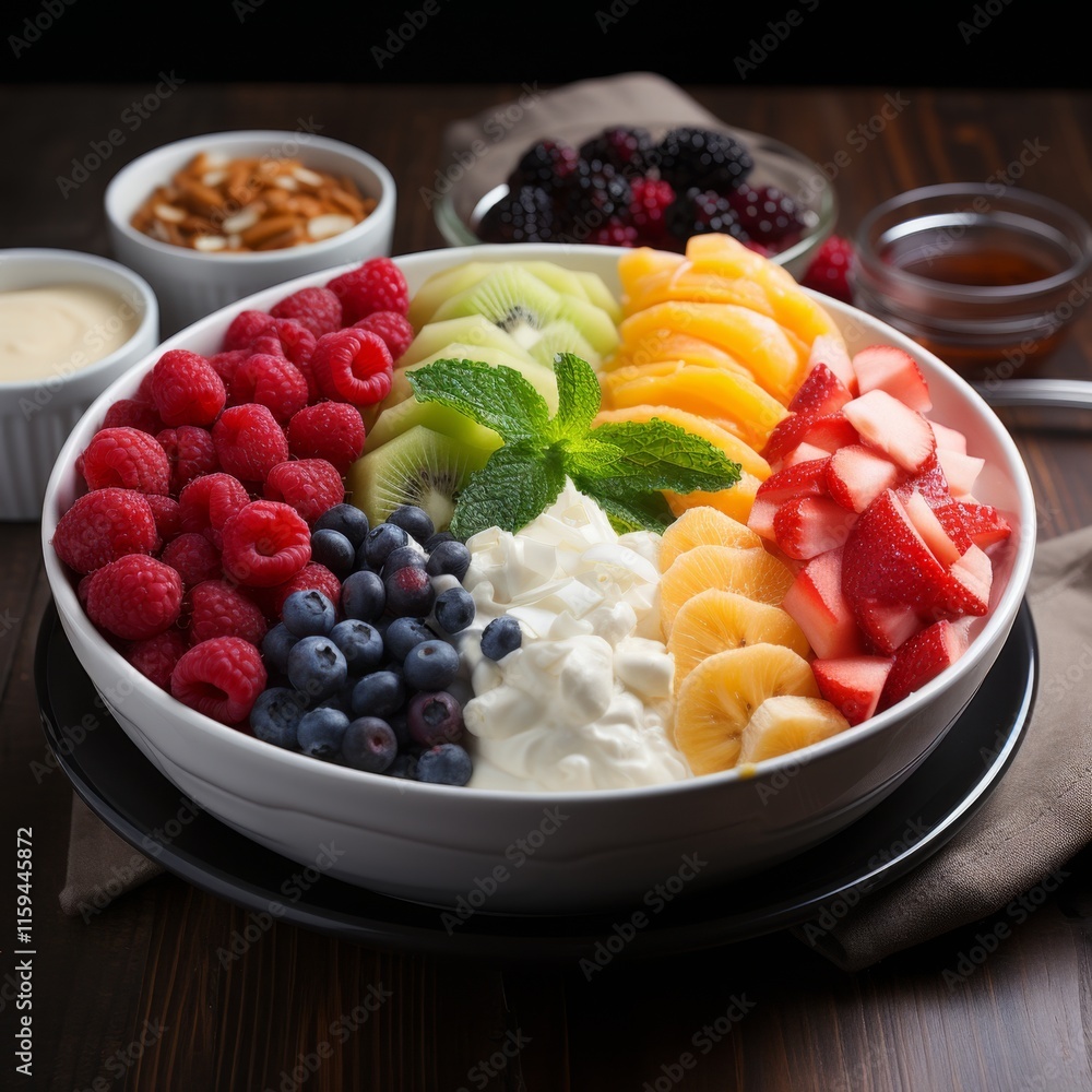 Rainbow Fruit Salad with Yogurt and Almonds Rainbow Fruit Salad with Yogurt and Almonds