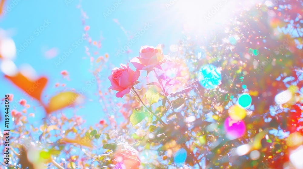 Dreamy Rose Garden Under Sunlight Dreamy Rose Garden Under Sunlight