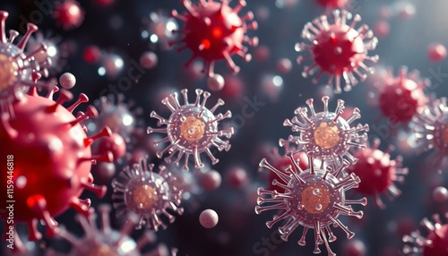 virus bacteri and corona virus 3d rendering