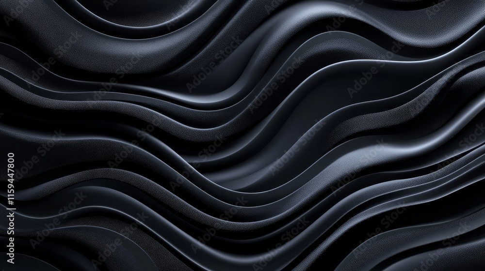 Obraz premium Abstract wavy black texture with smooth curves and depth.