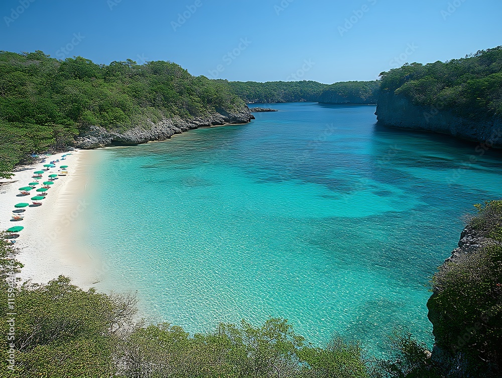 Fototapeta premium Secluded Tropical Cove Beach Paradise Scene