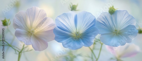 Wallpaper Mural Soft pastel blue and white flowers in gentle focus. Torontodigital.ca