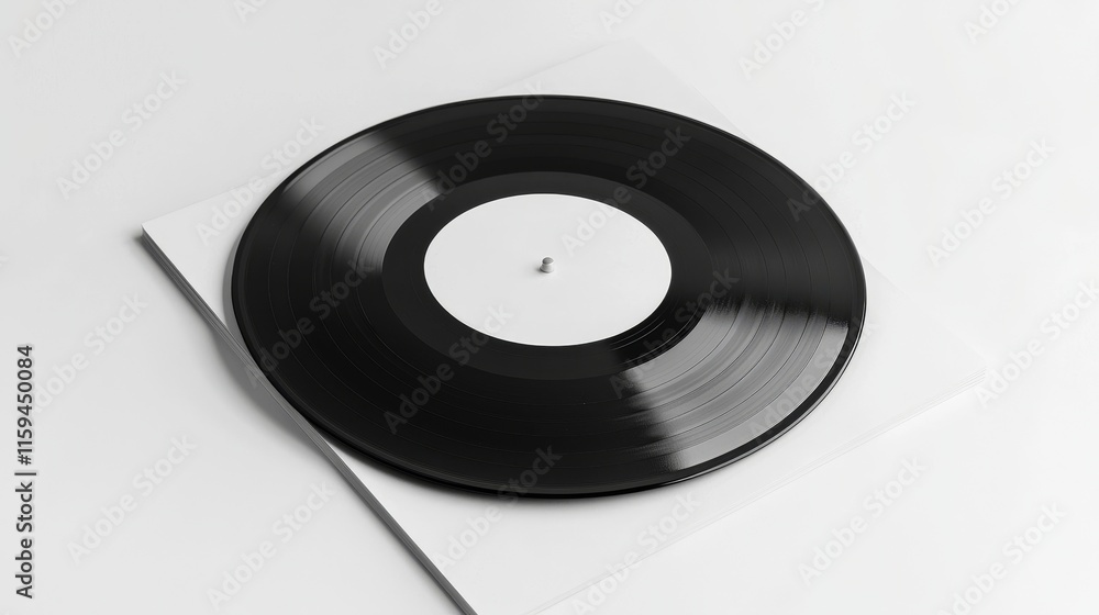 Obraz premium A single EP vinyl record with a blank label, set against a white background.
