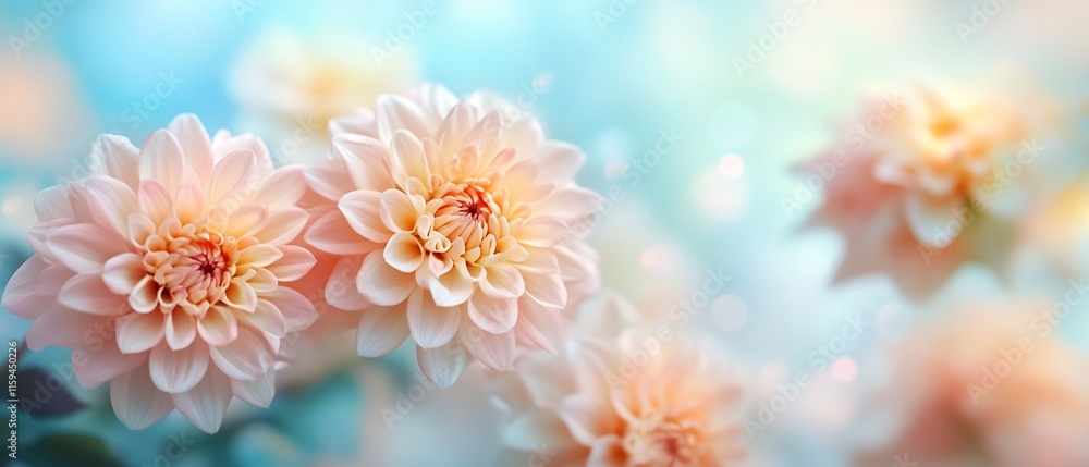 Soft peach dahlias in a dreamy, bokeh background. Soft peach dahlias in a dreamy, bokeh background.