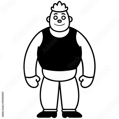 Animation Cartoon character body builder silhouette design 