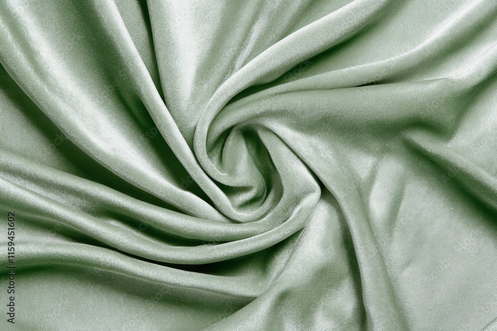 Obraz premium 緑の滑らかな布地が美しくシワを形成する様子