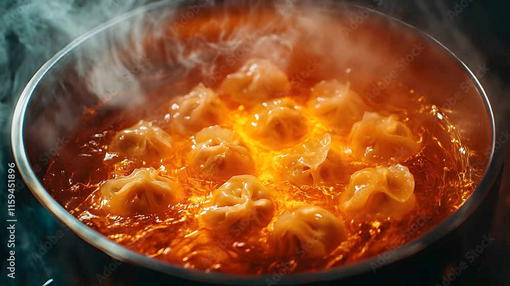 A decadently simmering bowl of dumplings bathed in a luscious, aromatic sauce, every bite promises a symphony of flavors. The juicy dumplings glisten with savory goodness, while the rich sauce gleams
A decadently simmering bowl of dumplings bathed in a luscious, aromatic sauce, every bite promises a symphony of flavors. The juicy dumplings glisten with savory goodness, while the rich sauce gleams