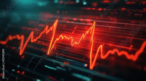 Wallpaper Mural Glowing red heartbeat EKG on digital screen. Torontodigital.ca