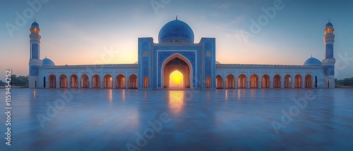 Majestic mosque sunrise. photo