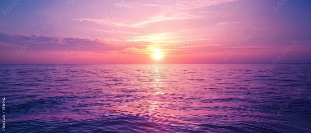 Vibrant sunset over calm ocean waters.