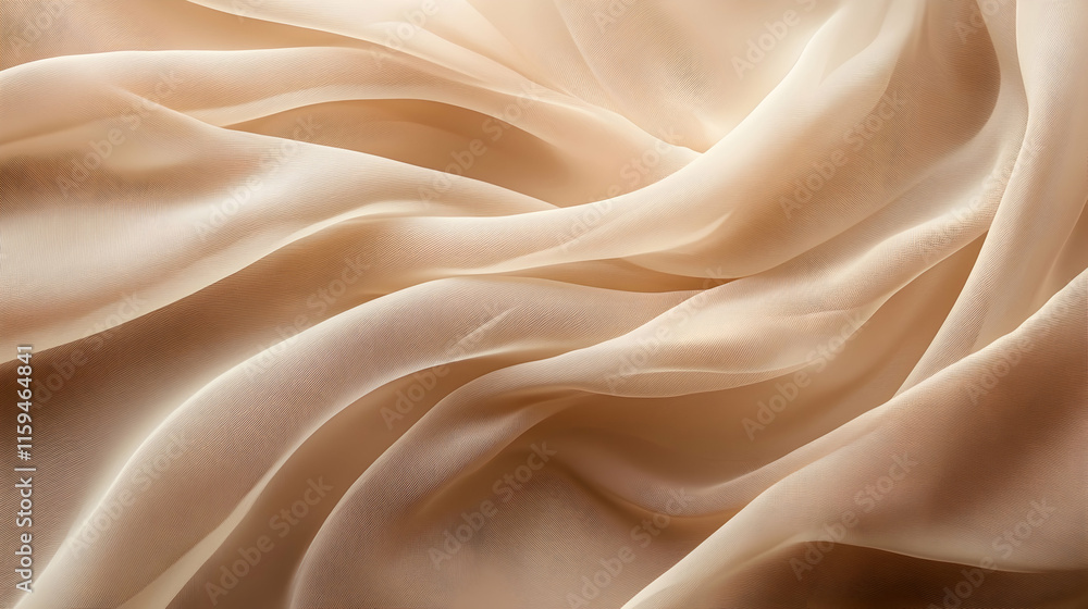 Fototapeta premium Mocha mousse color 2025 silky drape-inspired background with cascading folds, soft gradients and elegant flowing motion
