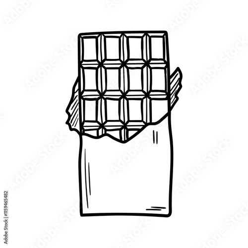 Chocolate bar vector icon in doodle style. Symbol in simple design. Cartoon object hand drawn isolated on white background.